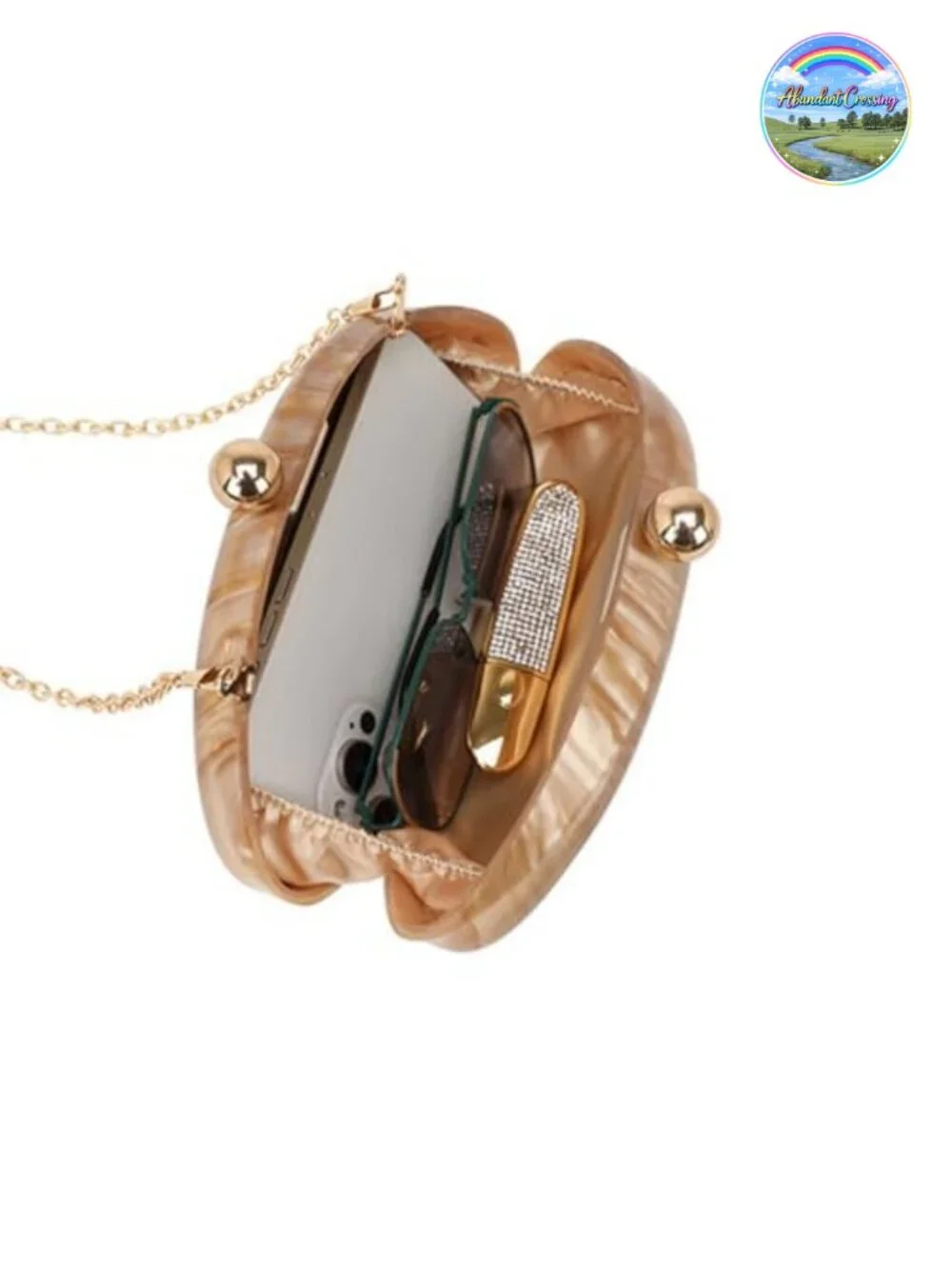 Acrylic Clutch Evening Bag Shell Shaped Luxury Marble Glitter Handbag Purse